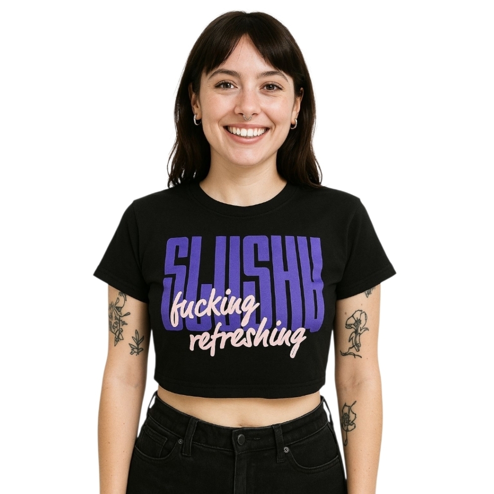 Los Angeles Apparel Graphic Crop Top Tee Size XS